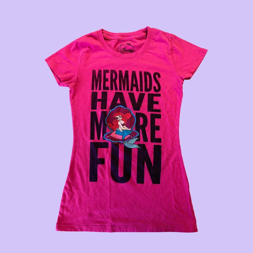 Y2K Disney Ariel The Little Mermaid Have More Fun Graphic Fitted Tee #17